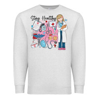 Oatmeal Heather stay healthy nurse Premium Sweatshirt - MaliasSmallBusiness