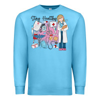 Ocean Blue stay healthy nurse Premium Sweatshirt - MaliasSmallBusiness
