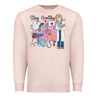 Pale Pink stay healthy nurse Premium Sweatshirt - MaliasSmallBusiness