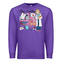Purple stay healthy nurse Premium Sweatshirt - MaliasSmallBusiness