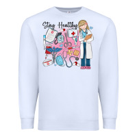 White stay healthy nurse Premium Sweatshirt - MaliasSmallBusiness