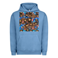 Pigment Pebble Blue 4th of juky veteran boots seamless pattern Urban Hoodie - HRA Design Shop