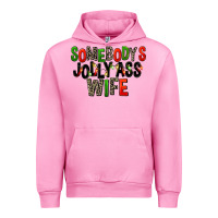 Fuchsia Pink Somebody's Jolly Ass Wife Urban Hoodie - FaDigitalArtStudio