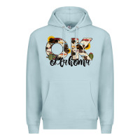 Blue Mist oklahoma state cowhide serape cactus Premium Hoodie - RanaPortraitStore