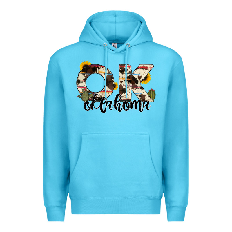 Oklahoma State Cowhide Serape Cactus Premium Hoodie by RanaPortraitStore | Teevron