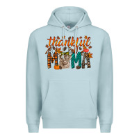 Blue Mist thankful mama highland cow Premium Hoodie - RacoonDesign