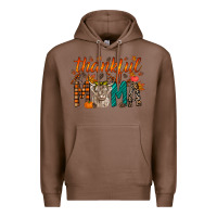 Chestnut thankful mama highland cow Premium Hoodie - RacoonDesign