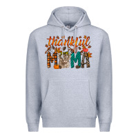Heather Grey thankful mama highland cow Premium Hoodie - RacoonDesign