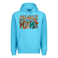 Ocean Blue thankful mama highland cow Premium Hoodie - RacoonDesign