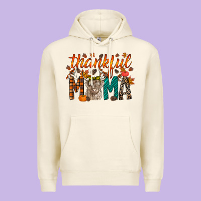Thankful Mama Highland Cow Premium Hoodie Designed By Racoondesign