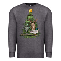 Charcoal Heather hunting christmas tree Premium Sweatshirt - MaliasSmallBusiness