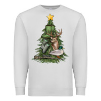Dove Grey hunting christmas tree Premium Sweatshirt - MaliasSmallBusiness
