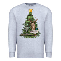 Heather Grey hunting christmas tree Premium Sweatshirt - MaliasSmallBusiness