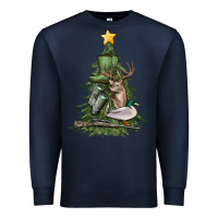 Navy hunting christmas tree Premium Sweatshirt - MaliasSmallBusiness