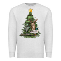 Oatmeal Heather hunting christmas tree Premium Sweatshirt - MaliasSmallBusiness