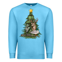 Ocean Blue hunting christmas tree Premium Sweatshirt - MaliasSmallBusiness