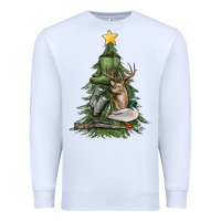 White hunting christmas tree Premium Sweatshirt - MaliasSmallBusiness