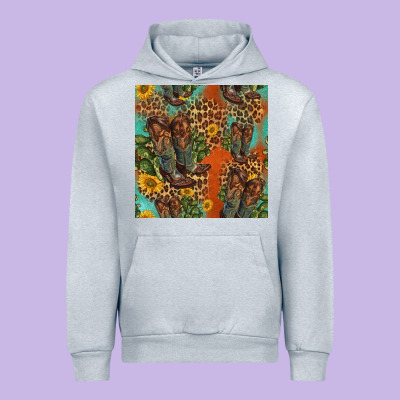 Western Boots And Sunflowers Seamless Pattern Urban Hoodie Designed By Hra Design Shop