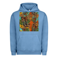 Pigment Pebble Blue western boots and sunflowers seamless pattern Urban Hoodie - HRA Design Shop