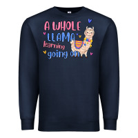 Navy a whole llama learning going on Premium Sweatshirt - MaliasSmallBusiness