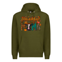Army Green thankful mama holstein cow Premium Hoodie - RacoonDesign