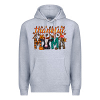 Heather Grey thankful mama holstein cow Premium Hoodie - RacoonDesign