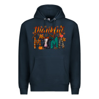 Navy thankful mama holstein cow Premium Hoodie - RacoonDesign