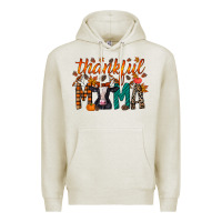 Oatmeal Heather thankful mama holstein cow Premium Hoodie - RacoonDesign