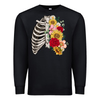 Black floral ribcage Premium Sweatshirt - MaliasSmallBusiness