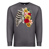 Charcoal Heather floral ribcage Premium Sweatshirt - MaliasSmallBusiness