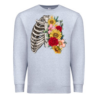 Heather Grey floral ribcage Premium Sweatshirt - MaliasSmallBusiness
