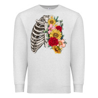 Oatmeal Heather floral ribcage Premium Sweatshirt - MaliasSmallBusiness