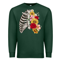 Sports Green floral ribcage Premium Sweatshirt - MaliasSmallBusiness