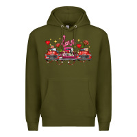 Army Green valentine's day farm trucks farm animals Premium Hoodie - FaDigitalArtStudio