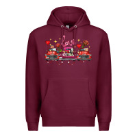 Burgundy valentine's day farm trucks farm animals Premium Hoodie - FaDigitalArtStudio