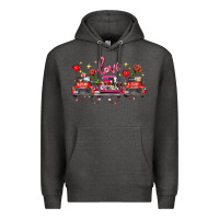 Charcoal Heather valentine's day farm trucks farm animals Premium Hoodie - FaDigitalArtStudio