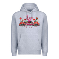 Heather Grey valentine's day farm trucks farm animals Premium Hoodie - FaDigitalArtStudio