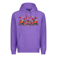 Purple valentine's day farm trucks farm animals Premium Hoodie - FaDigitalArtStudio