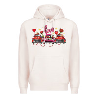 Pale Pink valentine's day farm trucks farm animals Premium Hoodie - FaDigitalArtStudio