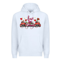 White valentine's day farm trucks farm animals Premium Hoodie - FaDigitalArtStudio
