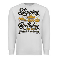Dove Grey stepping into my birthday with god s grace and mer Premium Sweatshirt - MaliasSmallBusiness