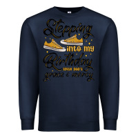 Navy stepping into my birthday with god s grace and mer Premium Sweatshirt - MaliasSmallBusiness