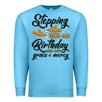 Ocean Blue stepping into my birthday with god s grace and mer Premium Sweatshirt - MaliasSmallBusiness