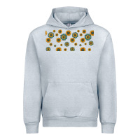 Heather Grey sunflowers and turquoise 16oz libbey glass Urban Hoodie - HRA Design Shop
