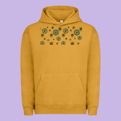 Sunflowers And Turquoise 16oz Libbey Glass Urban Hoodie Designed By Hra Design Shop