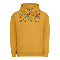 Pigment Peanut Butter sunflowers and turquoise 16oz libbey glass Urban Hoodie - HRA Design Shop