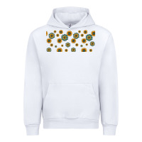 White sunflowers and turquoise 16oz libbey glass Urban Hoodie - HRA Design Shop