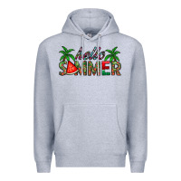 Heather Grey hello summer Premium Hoodie - CowhideDigitalArt