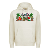 Oatmeal Heather hello summer Premium Hoodie - CowhideDigitalArt