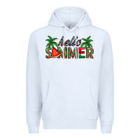 White hello summer Premium Hoodie - CowhideDigitalArt